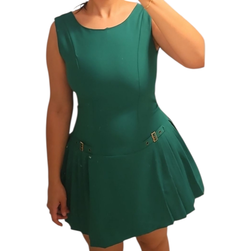 Zara Green Mini Dress with Buckle Detail